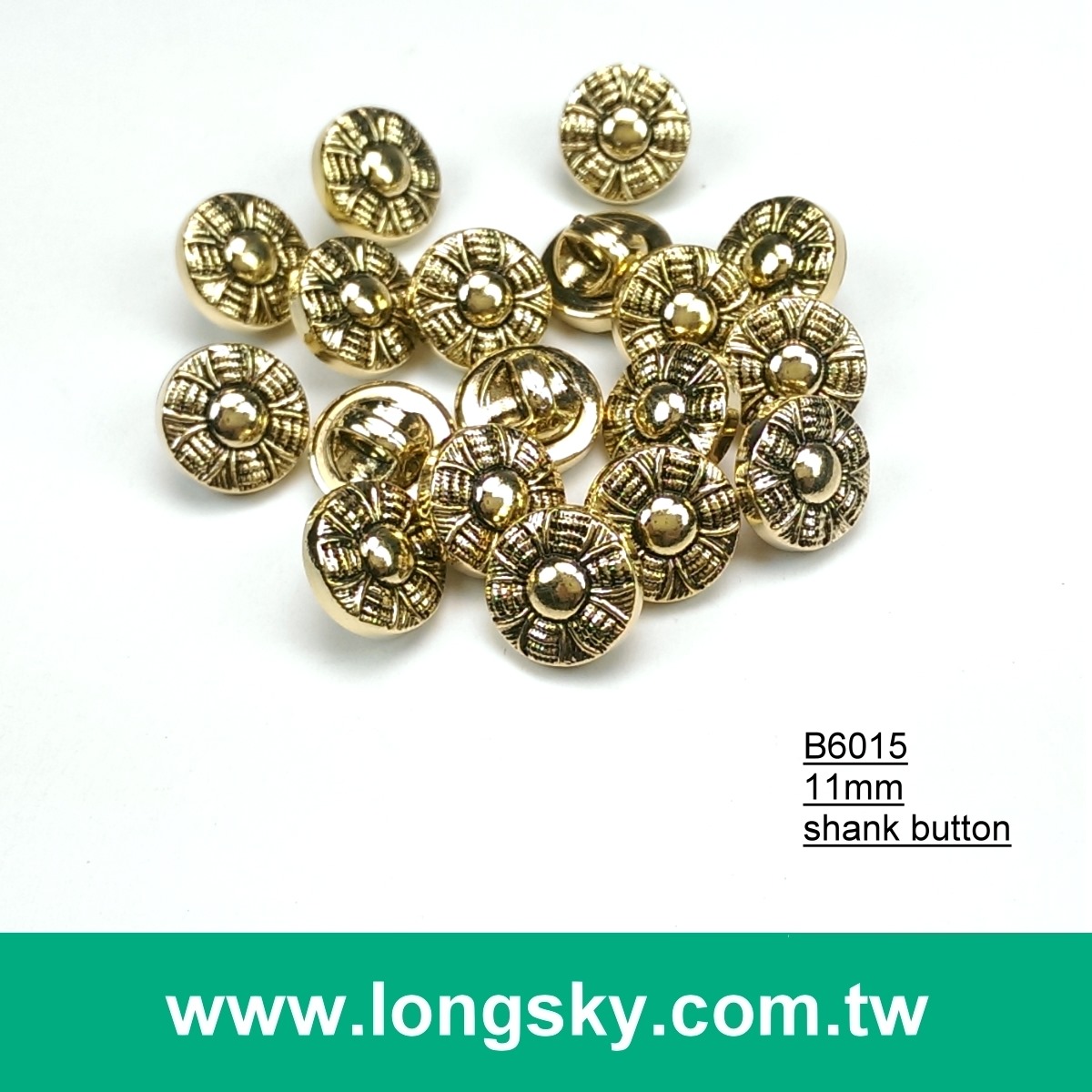 (#B6015/11mm) 台灣製造小尺寸古金色電鍍立腳鈕釦