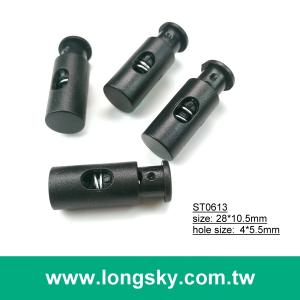 (#ST0613) 4mm洞直筒狀單孔塑膠彈簧繩扣