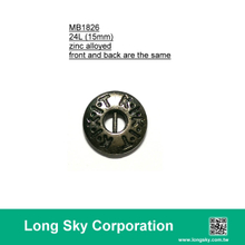 (MB1826/24L) 2孔古銀色金屬服裝鈕釦