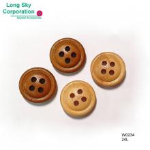 (#W0234) 台灣工廠製造4孔咖啡色木製服裝鈕扣
