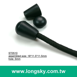 (#ST0510) 5mm繩用黑色塑膠尼龍繩尾扣