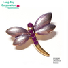 (BR0250~2) 蜻蜓造型烤漆效果鑽飾套裝胸針