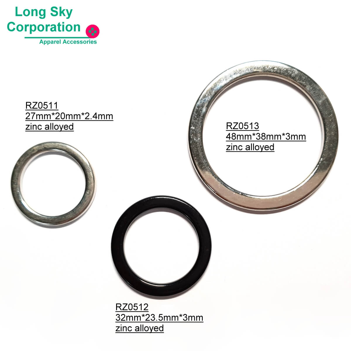 (RZ0512) 內徑23.5mm 圓型金屬帶環外套夾克裝飾環